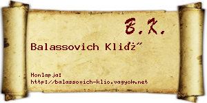 Balassovich Klió névjegykártya